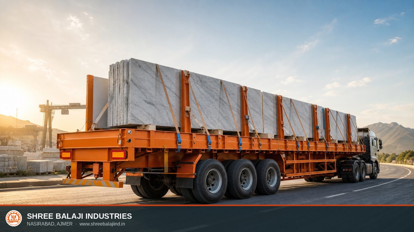 Illustrative 32 Feet Marble Pattern Truck Trailer