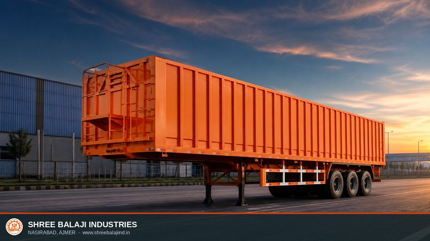 Illustrative orange sidewall trailer